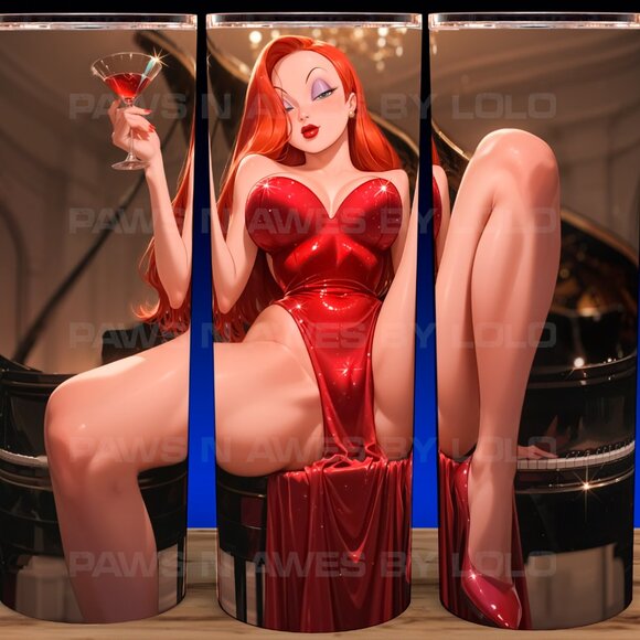 Sexy Jessica Rabbit with Martini Cup Mug Tumbler - Picture 1 of 3